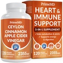 5 in-1 Ceylon Cinnamon Capsule 2355mg - Ceylon Cinnamon e Aceto di sidro di mele con curcuma, Panax Ginseng, Cinnamon e Bioperine, 120 ct