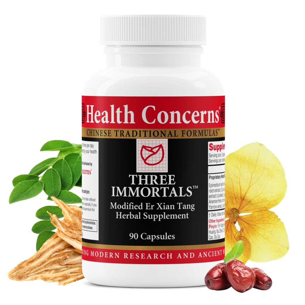 Tre Immortali - Supplemento di supporto di menopausa - Rilievo potente per Flash Caldi, Ormone Imbalance & Night Sweats - Dong Quai, Epimedium, Morinda, Rehmannia & Lycium - 90 capsule