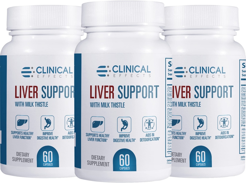 Effetti clinici: Supporto per fegato - Natural Milk Thistle and Zinc Supplement - 3 Pack - Aiuta a disintossicare e pulire il fegato - Supporta la funzione del fegato e la salute digestiva - Made in the USA