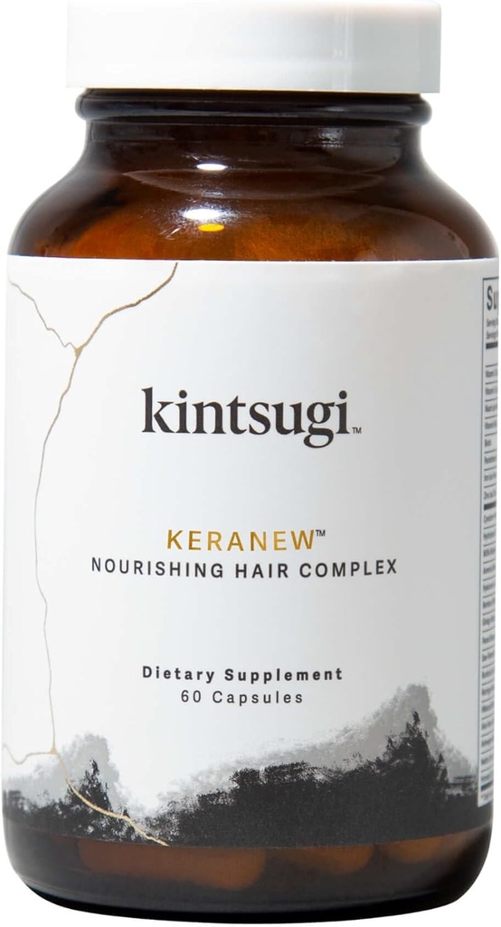 Kintsugi KeraNew Nourishing Hair Complex- Aiuta a combattere i segni di invecchiare i capelli, supplemento per Strong, Voluminous Strands- Supporta i capelli sani, Fuller Looking w / Keratin, Collagen, & Biotin (60 capsule)