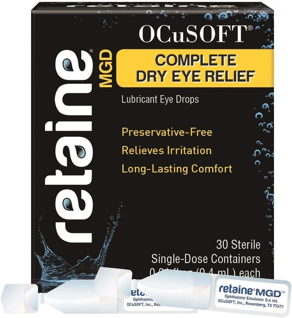 OCuSOFT Retaine MGD completa asciugare il rilievo dell'occhio Lubrificante gocce dell'occhio singolo-dose contenitori, 30 conte (pacchetto di 2)