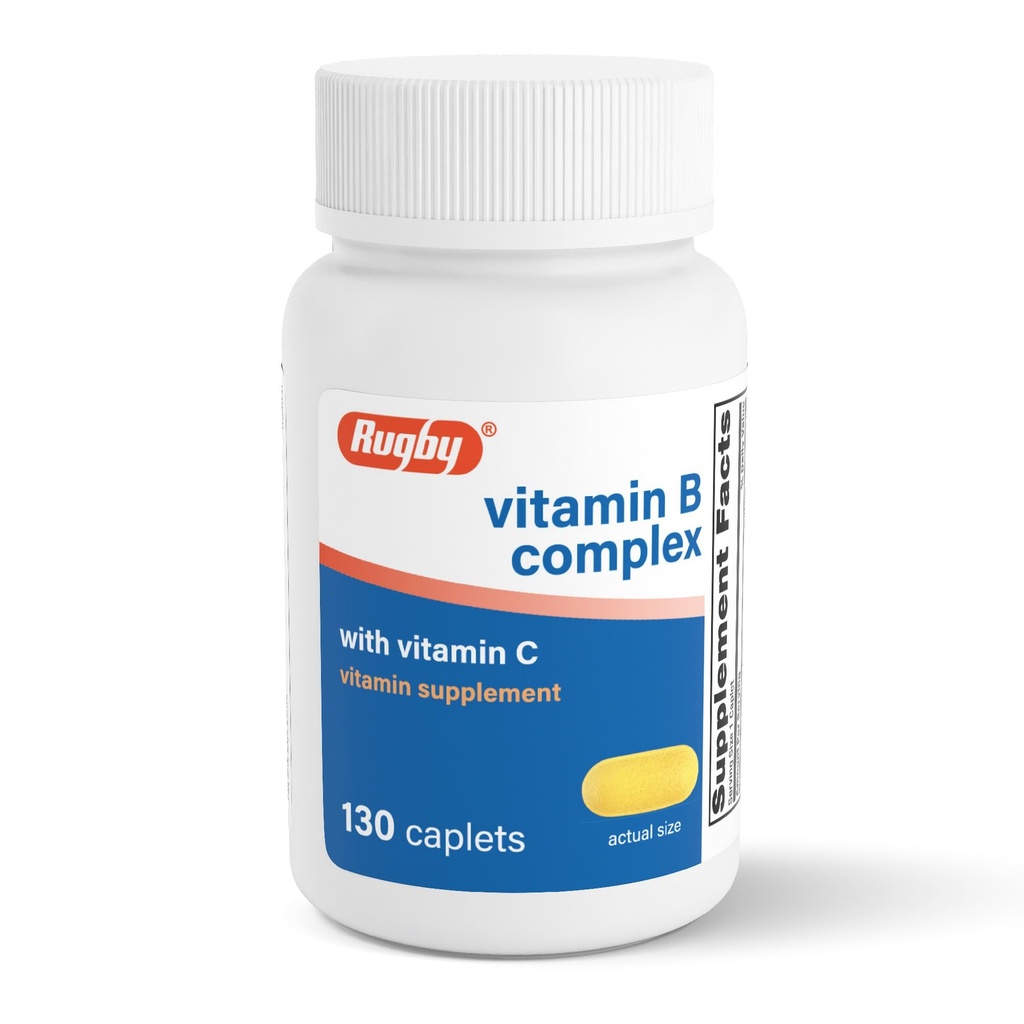 Complesso di vitamina B di rugby con vitamina C - Vitamine B complesse senza glutine per energia, Metabolismo, Nerve e supporto immunitario, 130 Caplets