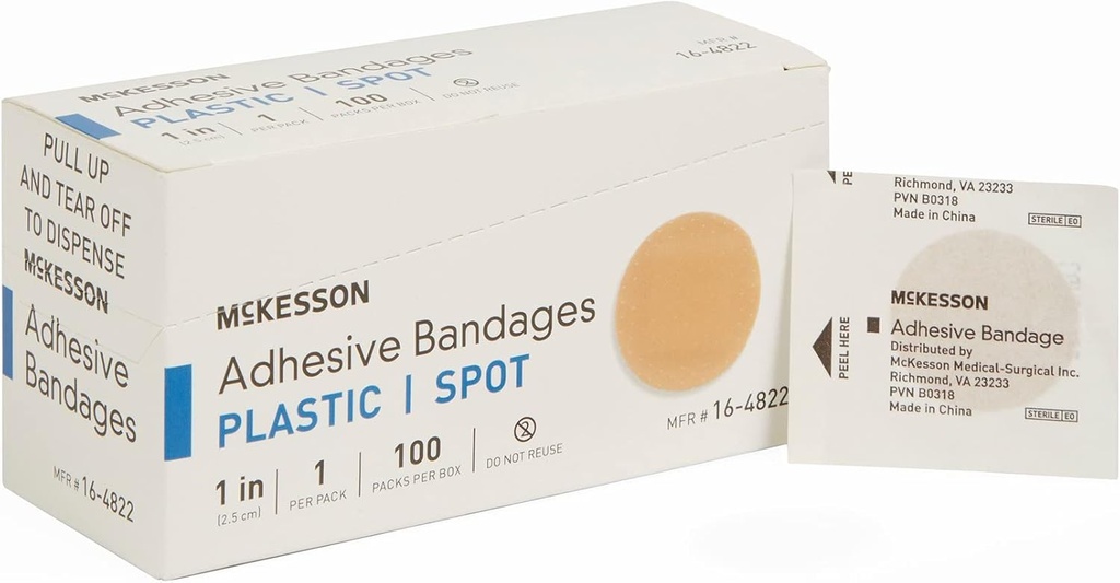 McKesson adesivo Bandages, sterile, plastica Spot, 1 in, 100 Conte, 24 Pacchetti, 2400 Totale