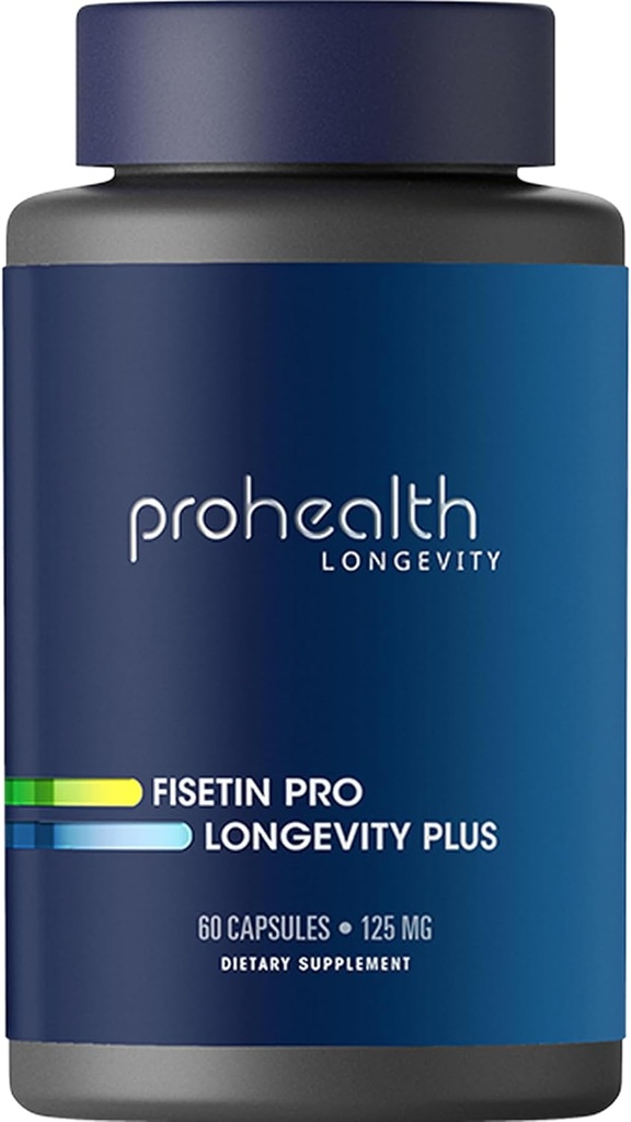 ProHealth Fisetin Supplements-15X Migliore assorbimento da Polyphenol Blend + MCT olio. 3 ° partito testato puro. USA Prodotto. Potente antiossidante + senolitico. Integratore Fisetin 125mg X 60 Serve