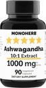 MONOHERB Ashwagandha Estratto 1000 mg - 90 capsule vegetariane