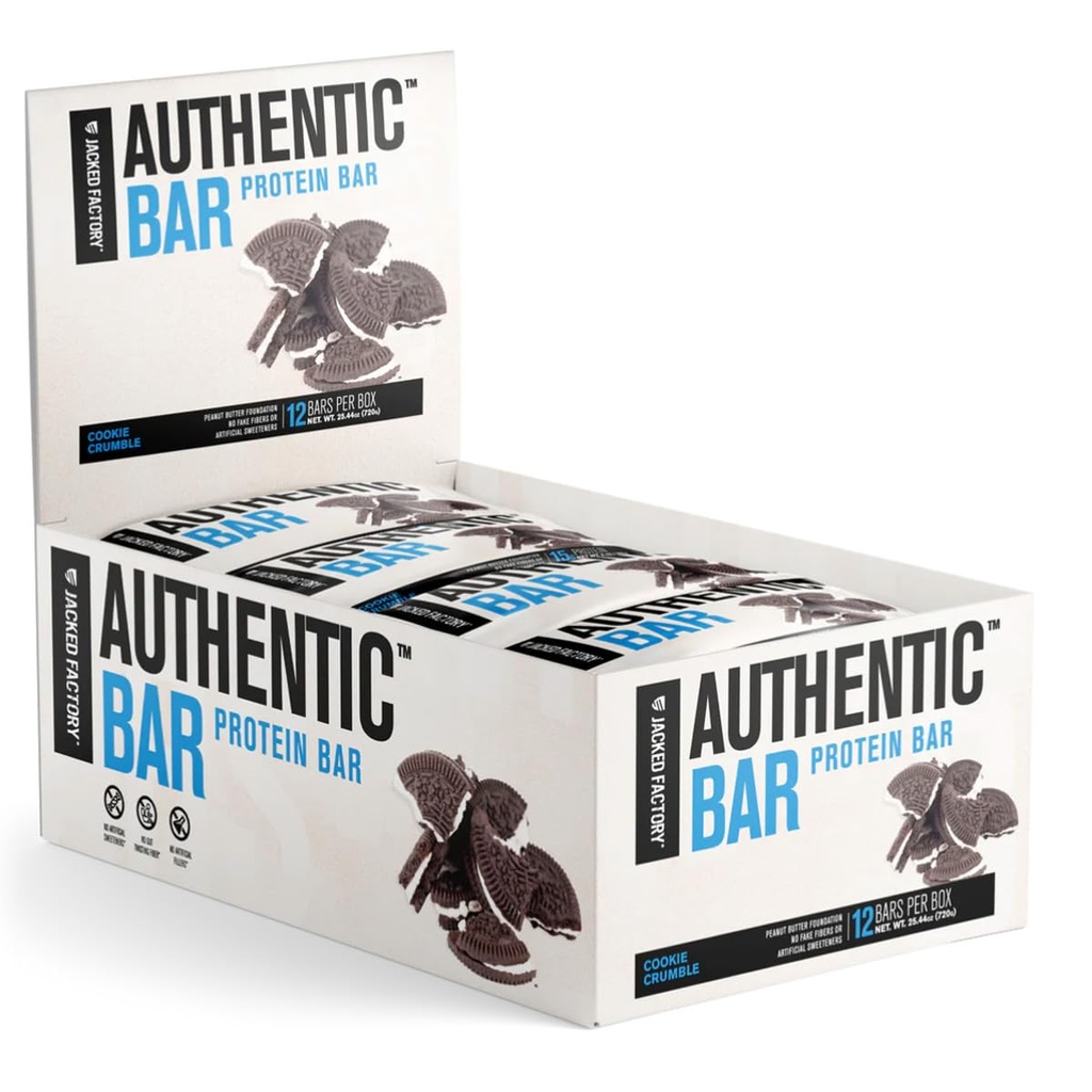Autentico Bar Cookie Crumble Protein Bars - Tasty Meal Sostituzione Energy Bars w/ 15g Whey Protein Isolate, Zuccheri Naturali da Pure Honey, Healthy Fat Peanut Butter Foundation - 12 Pack