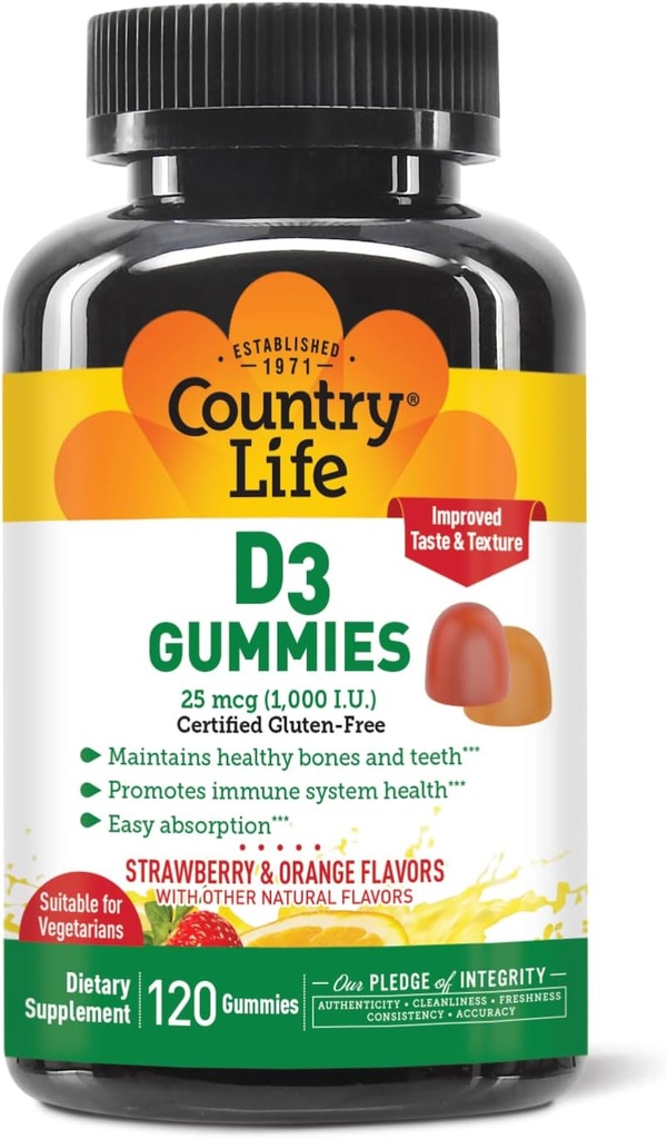 Strawberry & Orange D3 Gummies, 120 CT