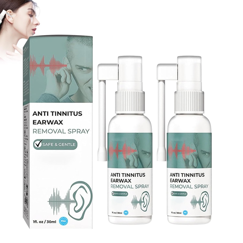 Spruzzo di Restauro dell'udito, Anti Tinnitus Earwax rimozione Spray, Spruzzo di pulizia Earwax, Spray di acufene per l'orecchio (2PCS)