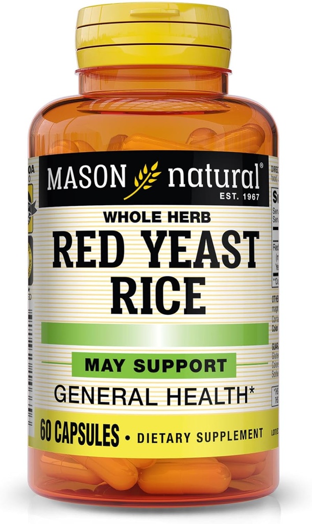 MASON Riso di lievito rosso naturale, Supporta la salute del cuore e la circolazione del sangue, supplemento di erbe, 60 capsule