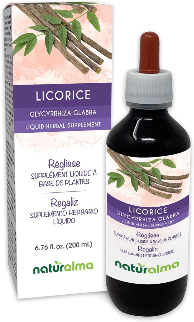 Naturalma Liquirizia o Liquirizia (Glycyrrhiza glabra) Radice Alcol-Free Tincture - 6.76 fl oz Liquid Extract in Drops - Integratore di erbe - Vegan