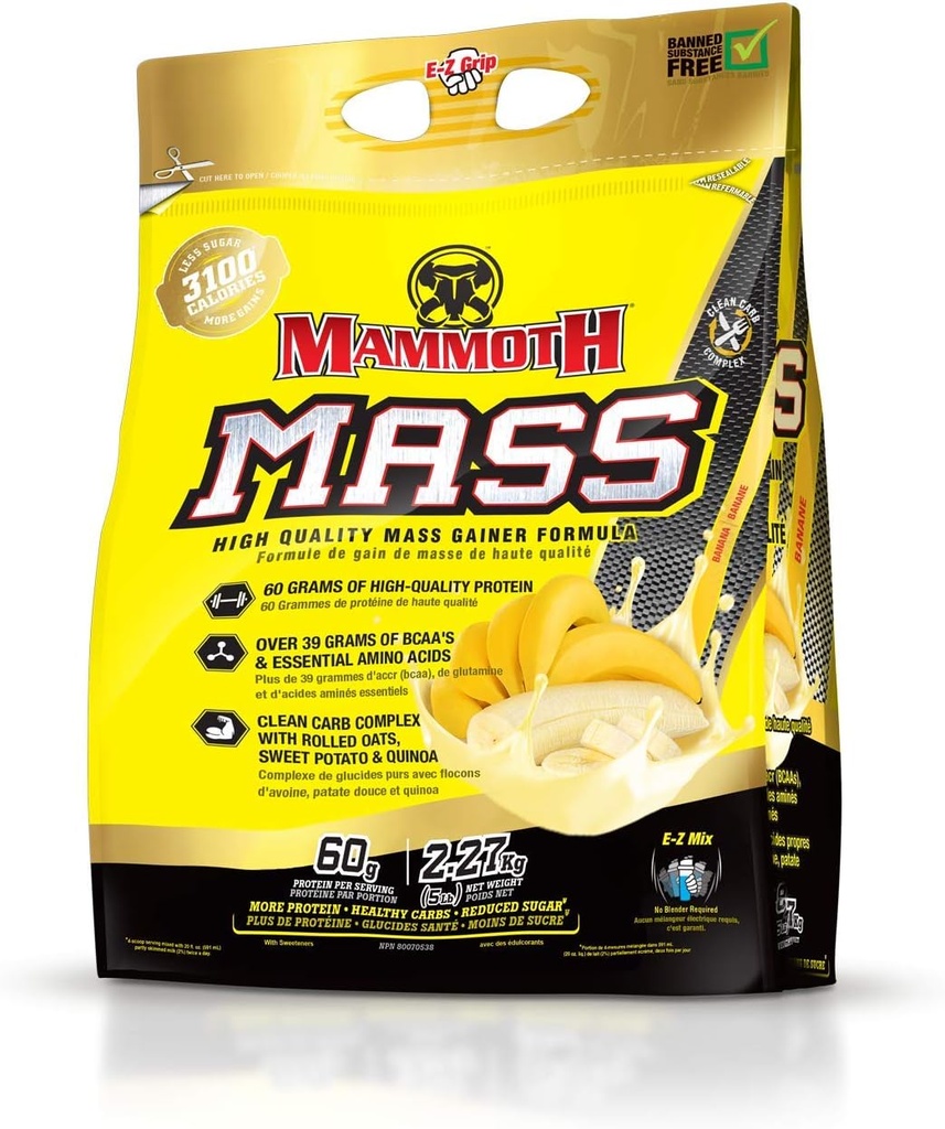 Nutrizione interattiva Mammoth Mass Supplement, 5 lbs, Banana, 2.2kg Banana