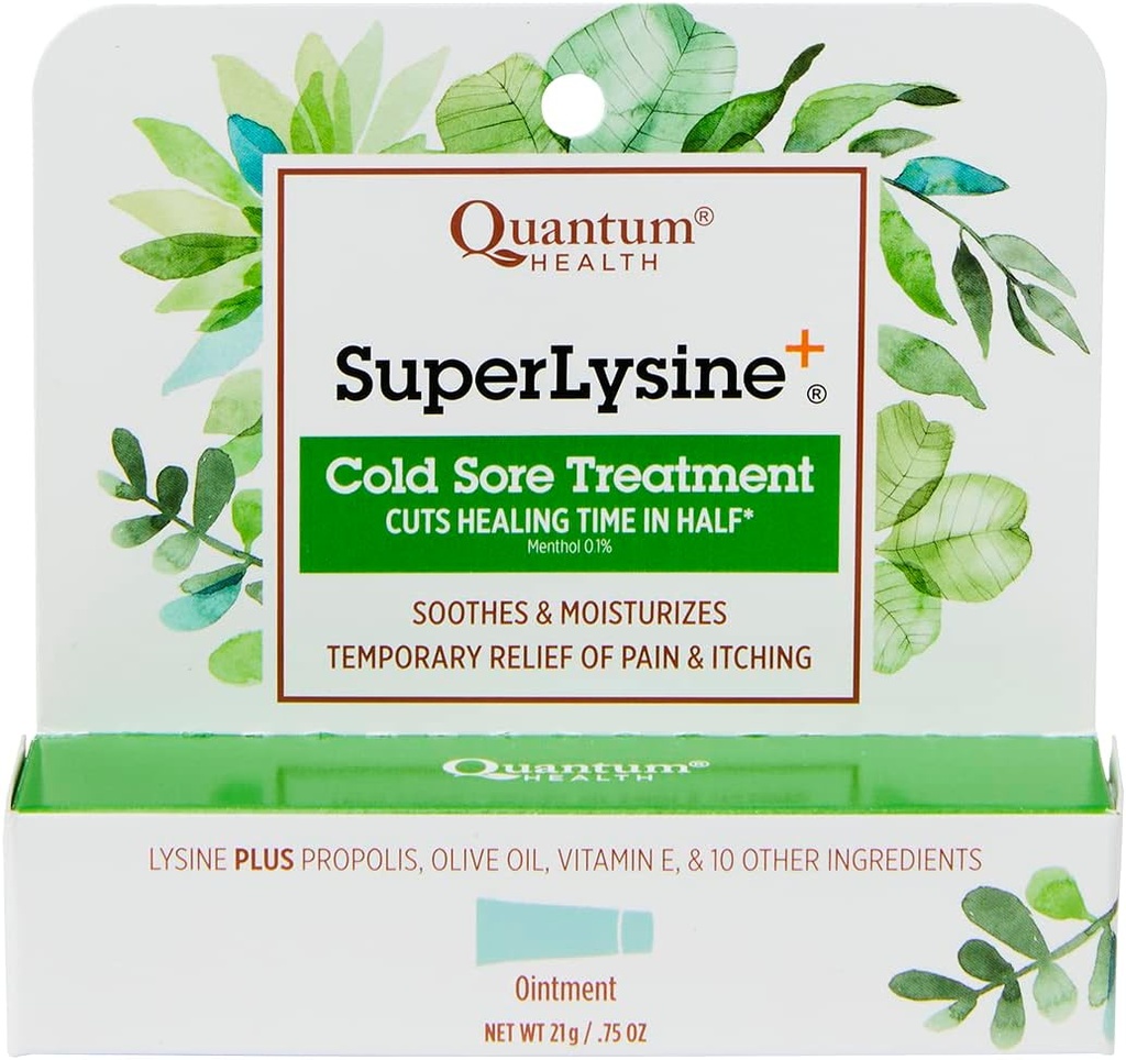 Quantum SuperLysine+ Trattamento Sore Freddo Ointment|Relieves Pain, Burning, and Itching|Cuts Healing Time in Half|0.75 Ounce