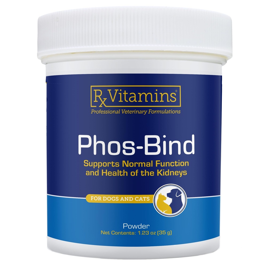 Rx Vitamins Phos-Bind - Polvere del supplemento di supporto del rene - Phosphate Binder per gatti e cani per la salute del rene - Supporta la pulizia normale del rene e la cura essenziale del rene - 35g