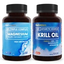 BioEmblem Triple Magnesium Complex e Antarctic Krill Oil, Supporta la salute del sonno e del cervello, il cuore e la salute comune, promuove la salute cardiovascolare e supporta il rilassamento