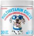 LEGITPET Dog Vitamins - 30 Multivitaminici Chews w/Glucosamine Chondroitin, Probiotici Enzimi Digestivi e Omegas - Supplemento per la salute complessiva - Supporto congiunto, Salute Immune, Pelle e Salute Del Cuore
