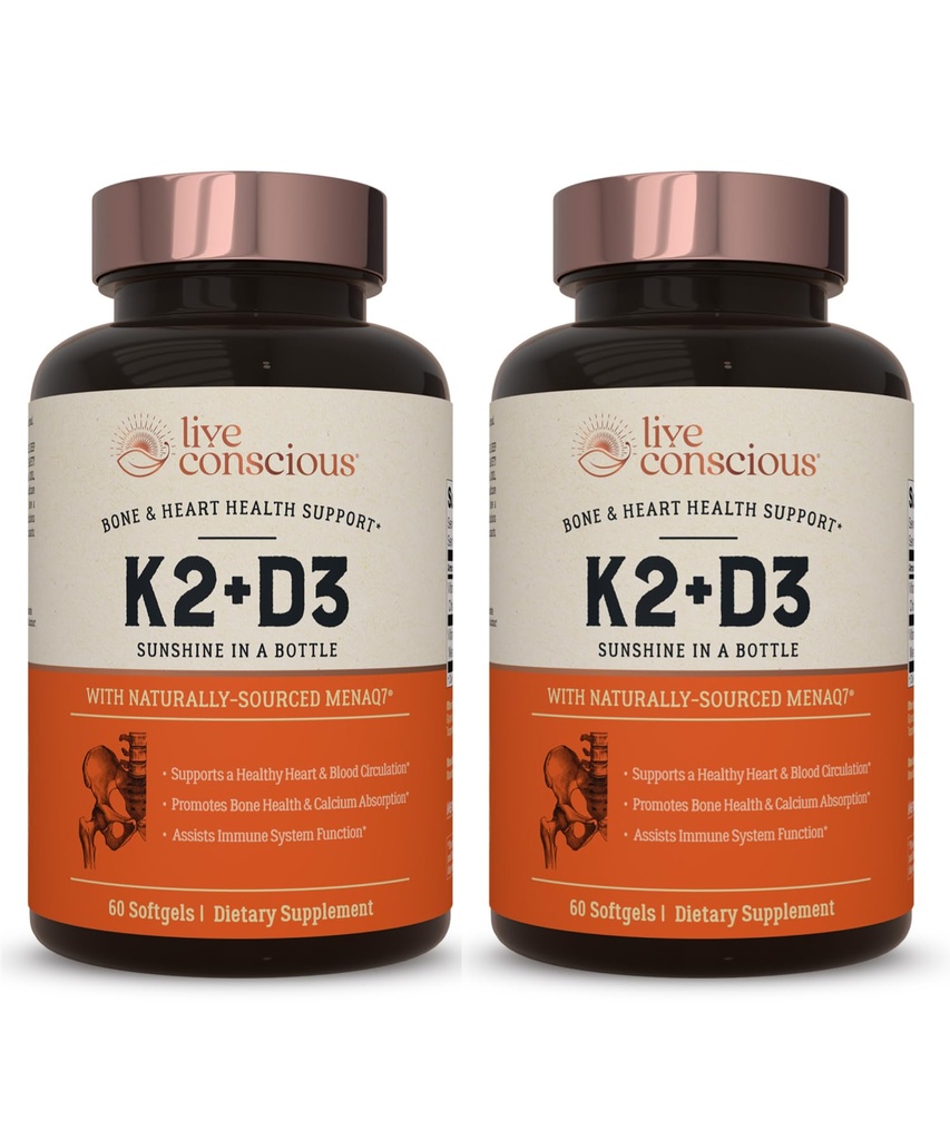 Vitamina K2 MK7 con D3 Supplemento | Bone & Heart Health Support - Vitamina brevettata K & Vitamina D3 5000 IU (2-Pack)