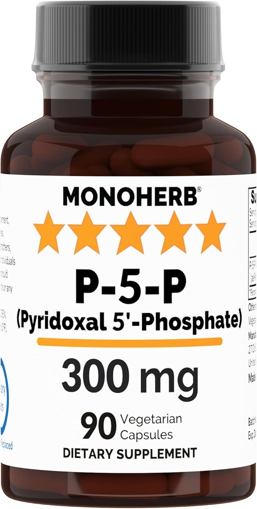 MONOHERB Pyridoxal 5-Phosphate 300 mg - 90 capsule vegetariane - P5P Vitamina attivata B6 - Altamente Biodisponibile