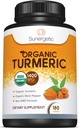 Sunergetic USDA Certified Organic Turmeric Supplement – Include Organic Turmeric & Organic Black Pepper – 1.400mg di Turmeric per Serving - 180 Count (Pack of 1)