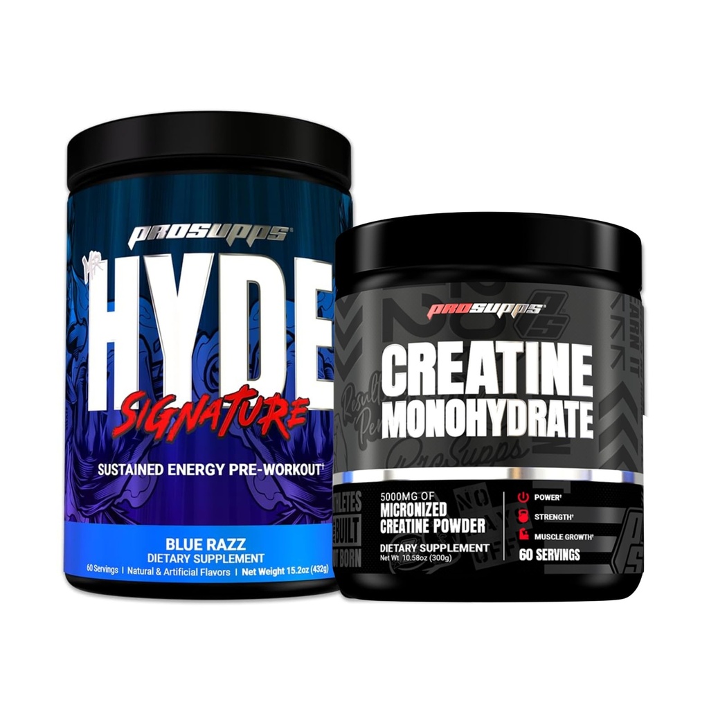 PROSUPPS Firma di Hyde Pre-Workout energetico, Razz blu - 60 Serve e Creatina 300 Bundle