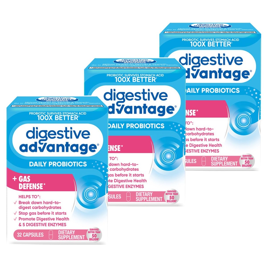 Vantaggio digestivo Enzimi di rapida azione + Probiotico quotidiano Prevenire Gas & Break Down Food Particles 32 Conta capsule (3 Pack)