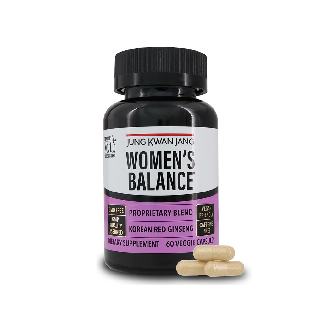 Equilibrio femminile JungKwanJang con Ginseng rosso coreano per il livello di energia, sistema digestivo e supplemento di salute cognitivo, 60 capsule