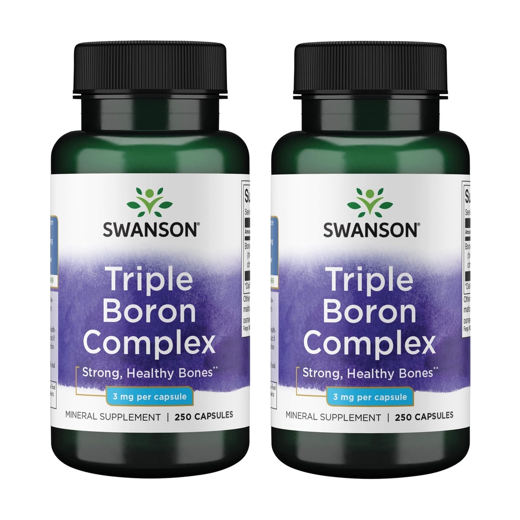 Swanson Triple Boron Complex - Natural Bone Health & Joint Support - Supplemento minerale Con Citrate, Aspartate & Glycinate - (250 capsule) 2 Pack
