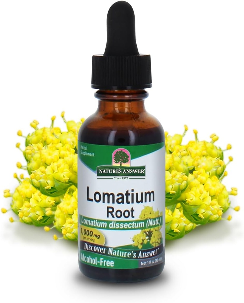 La risposta della natura Lomatium Root Alcohol Free - 1000 mg - Gluten Free - Herbal - 1 fl oz (Pack of 2)