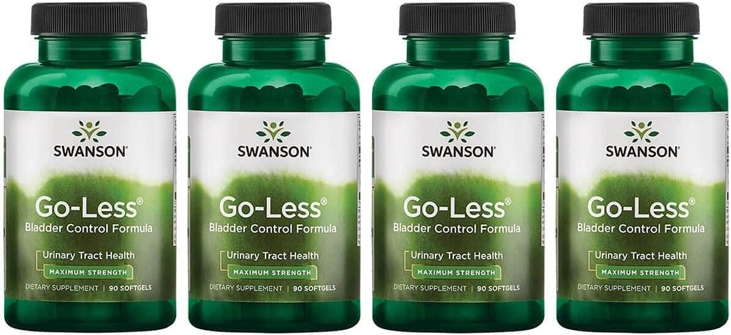 Swanson Go-Less Bladder Control Formula - Promuove la salute del tratto urinario e il supporto della vescica sana - Supplemento naturale per gli adulti con l'estratto di semi di zucca - (90 Softgels) 4 Pack