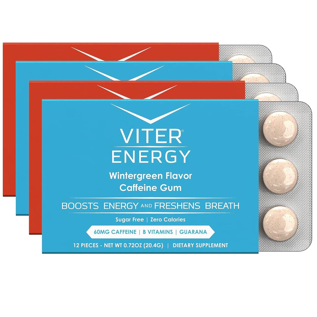 Viter Energy Caffeina Caffeina Caffeina, B Vitamine, Guarana, Sugar Free. (Variety, 12pcs, 4 Pack)
