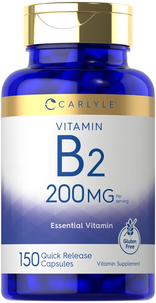 Carlyle Vitamin B-2 | Riboflavin | 200mg | 150 Count | Vegetariano, Non OGM & Gluten Free Essential Supplement