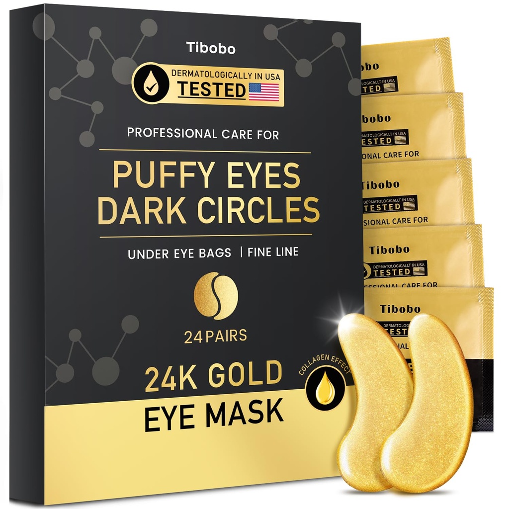 Sotto Eye Patches (24 coppie) - 24K Maschere Occhio d'Oro Arricchito con Abundant Collagen | Cerchi Oscuri Diminish e Puffiness | Anti-invecchiamento, Smooth Fine Line, Nourish Skin - Regali per la cura della pelle delle donne