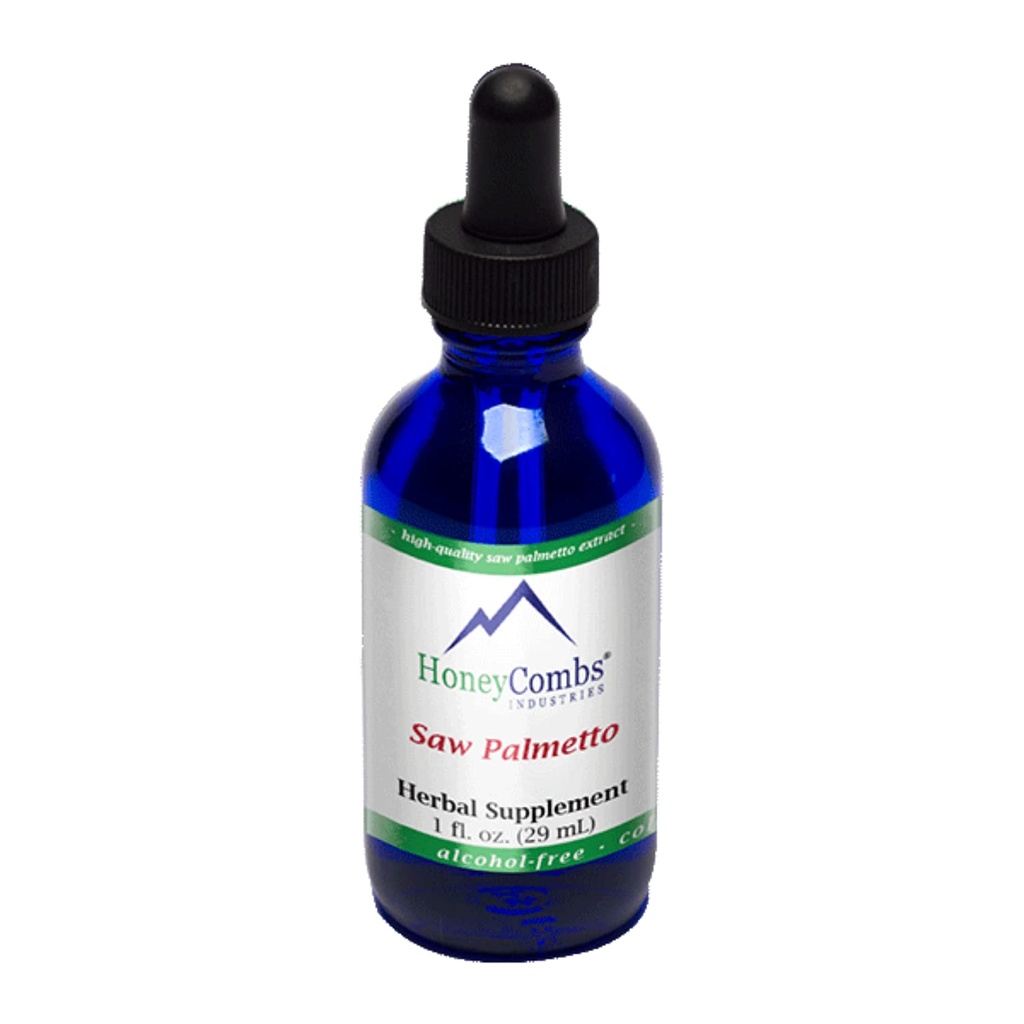 HoneyCombs Saw Palmetto Extract – Integratore di erbe Supporta il Tratto urinario e la salute riproduttiva per gli uomini e le donne – Alcol-Free, Sega stampata a freddo Palmetto estratto liquido, 1 Fl Oz