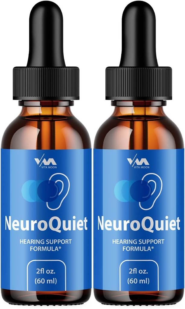 (2 Pack) Gocce NeuroQuiet - Neuro Quiet Advanced Formula Hearing Support, Salute Cognitiva e Benessere Complessiva, Alimentazione 2 Mesi
