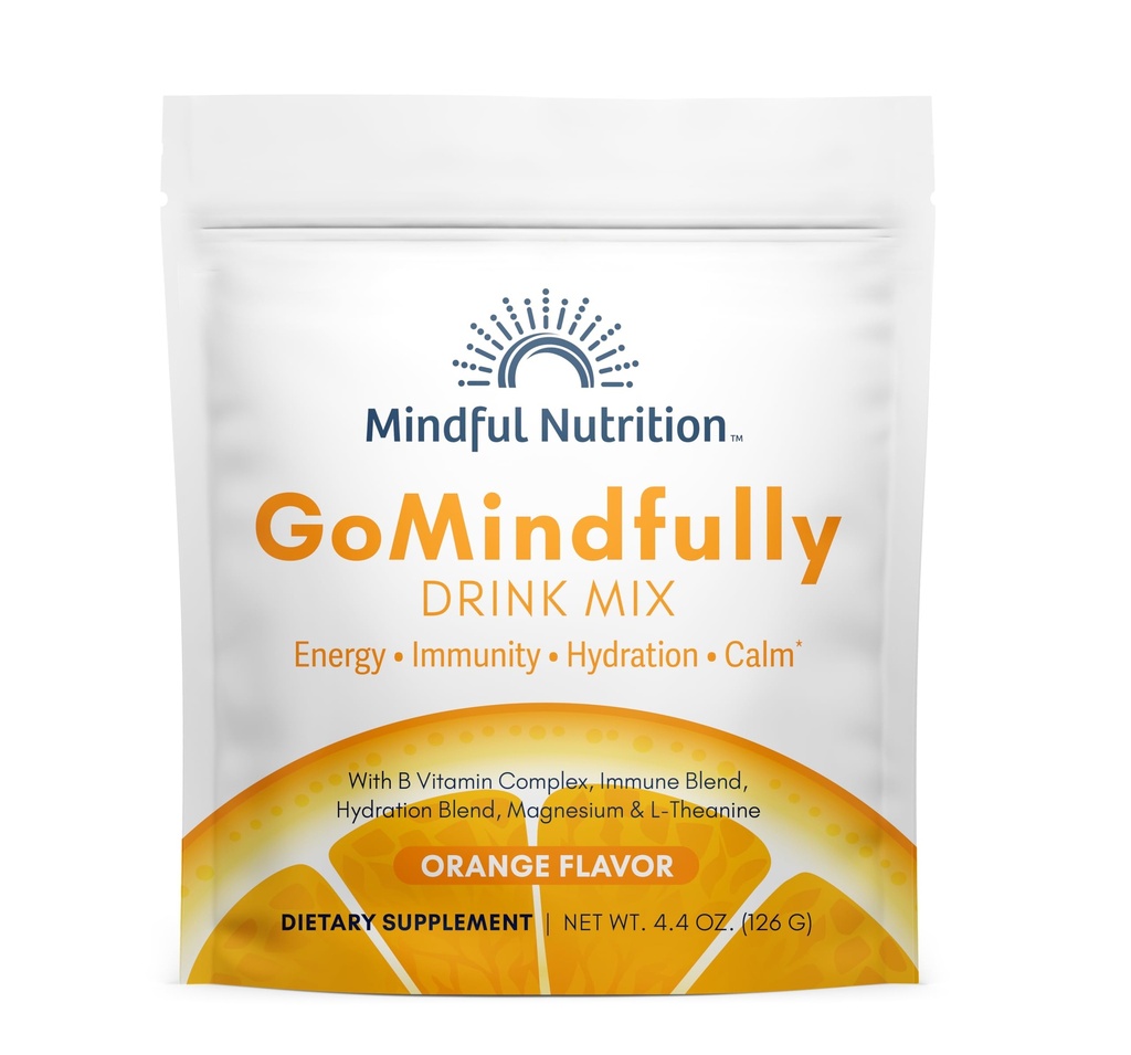 GoMindfully Arancione Super Calm Magnesium Powder Drink Mix per l'idratazione, il recupero, l'immunità e l'energia con minerali di trace, vitamine essenziali, L-teanina e B Vitamin Complex