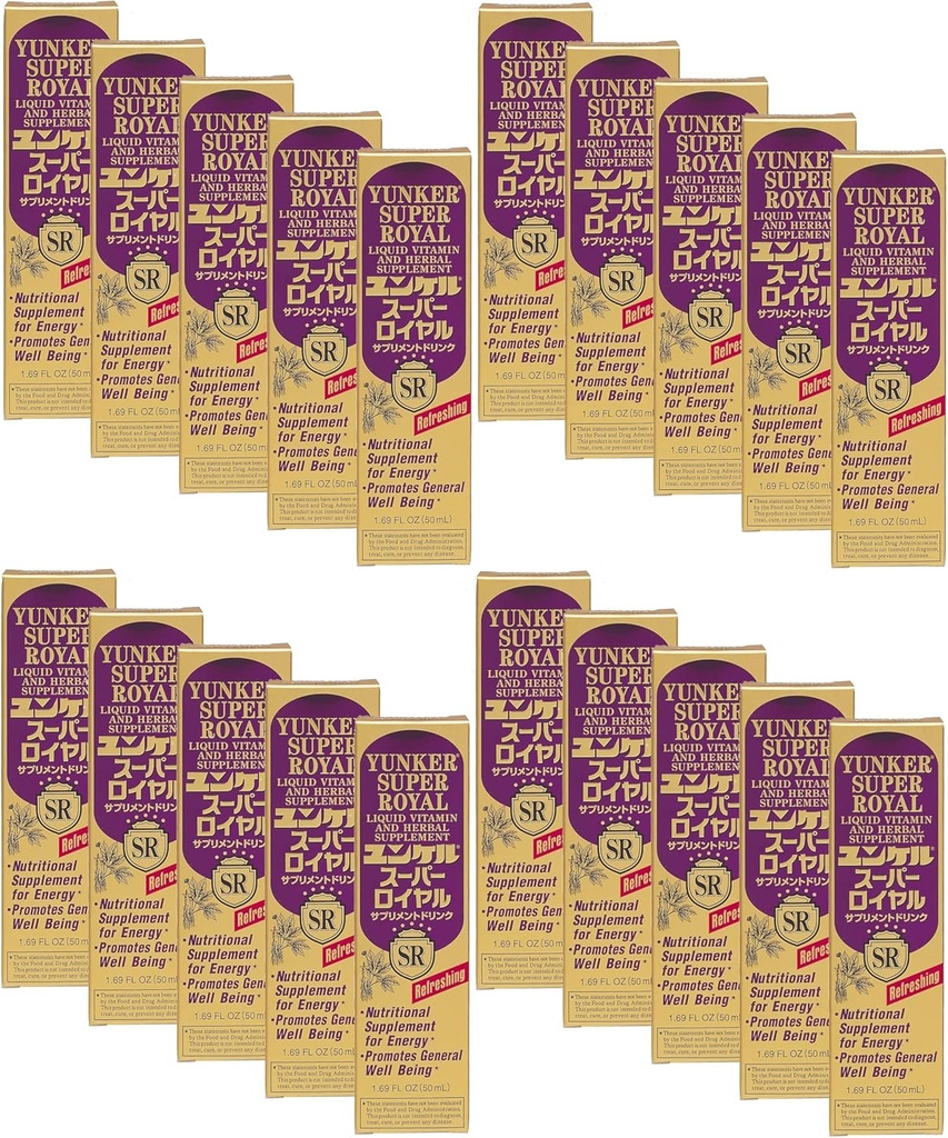 Super Royal, vitamina liquida e supplemento di erbe, integratori di erbe nergy, aumento di energia a base di erbe, riduce la stanchezza fisica e la stanchezza, 1.69 Fl oz, Made in Japan (pacchetto di 20)