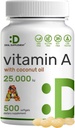 Vitamina A 25000 IU, 500 Softgel dell'olio di cocco | Facilmente assorbito, origine naturale dell'olio del fegato di pesce – Vitamine per occhio, Immune, & salute della pelle – Facile da ingoiare, Non OGM