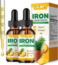 Supplemento di ferro liquido per le donne uomini e bambini gocce di ferro multivitaminico con Folate, vitamina C, B6, B12, zinco per l'anemia, carenza di ferro, Costruttore di sangue, energia - aroma naturale di ananas, Vegan 4 Fl Oz