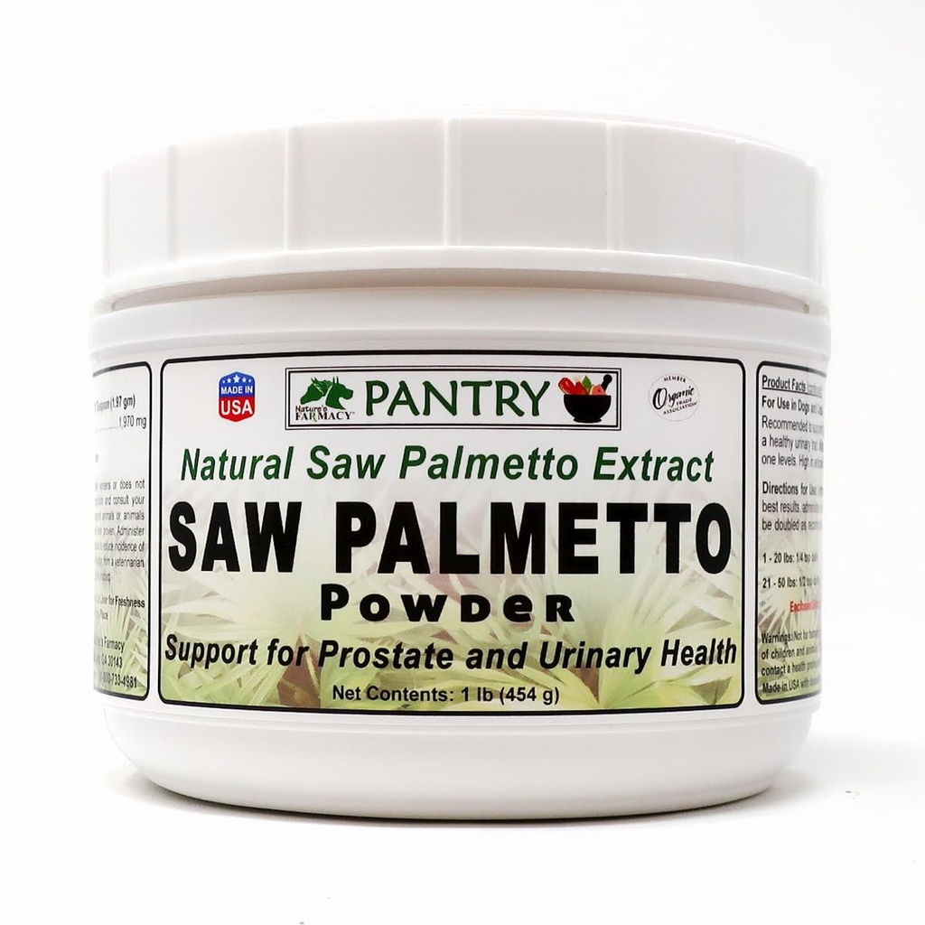 Dogzymes Saw Palmetto Powder - Eases Le difficoltà urinarie che si sviluppano quando una prostata ingrandita ostruisce l'urina dall'espulsione della vescica