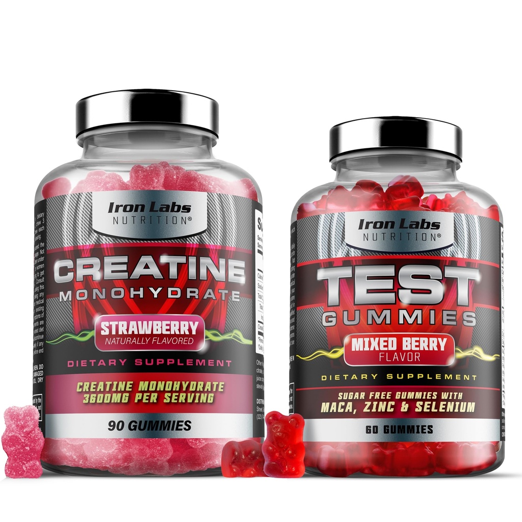 Muscle Gummy Bundle - Creatine Monohydrate Gummies & Testo Gummies per gli uomini - Advanced Bundle