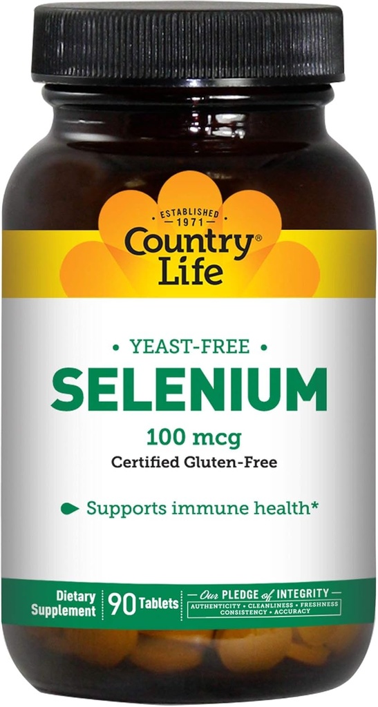 Country Life Selenium 100 mcg, Yeast Free - 90 compresse
