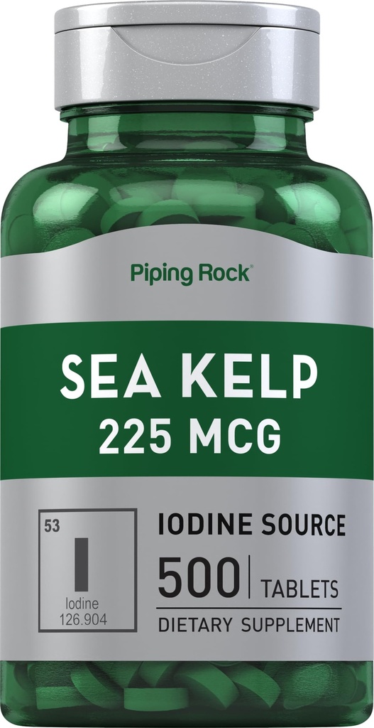 Piping Rock Sea Kelp Integratori | 225mcg | 500 compresse | Non OGM, Gluten Free