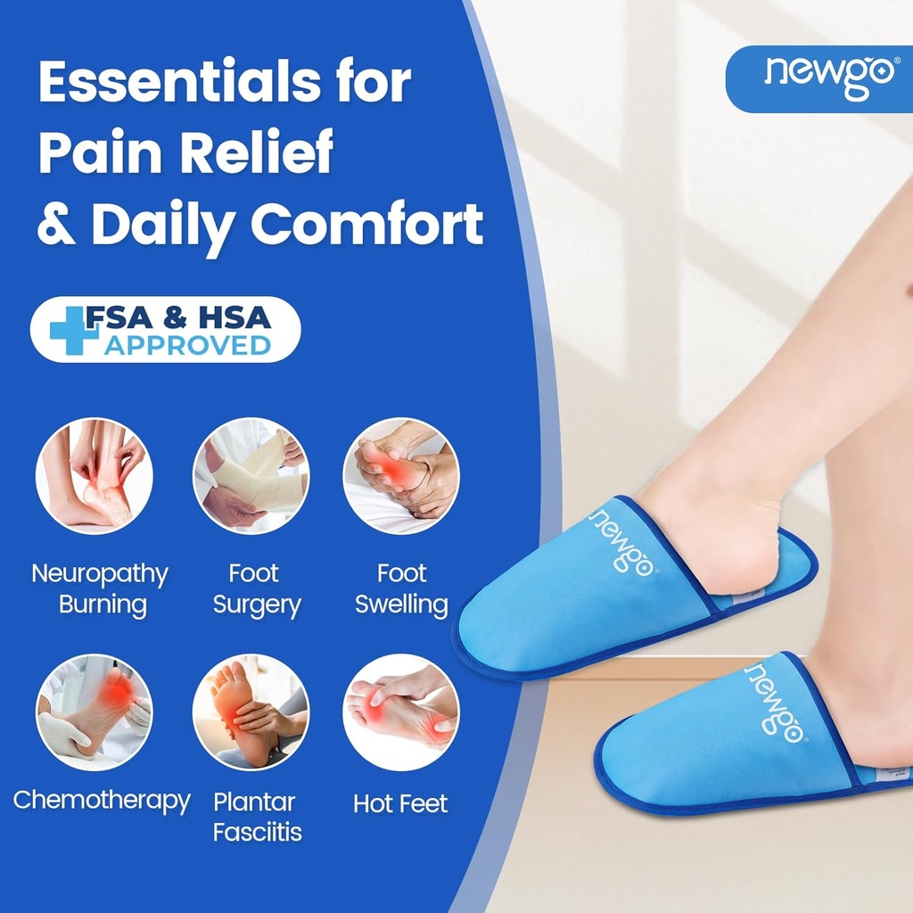 pantofole di ghiaccio del piede di NEWGO per la fascite plantare e la neuropatia, HSA o FSA Eligible 2 pantofole di ghiaccio del gel del pacchetto Hot Cold Pack per il sollievo del dolore della chirurgia di Bunion, piedi brucianti