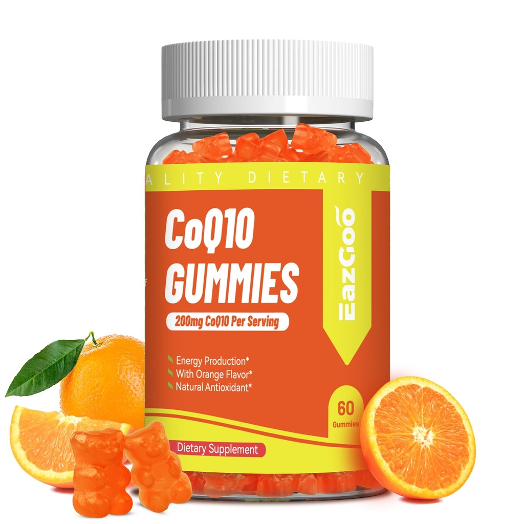 CoQ10 Gummies 200mg, Vegan Supplemento per la produzione di energia, Non OGM, Gluten Free (60 Gummies)