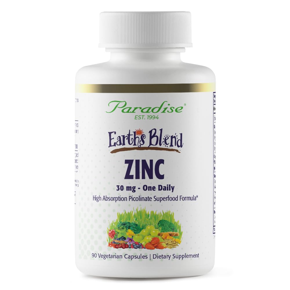 Integratori di zinco di erbe paradisiache con Picolinate e Natura C, per il supporto immunitario, Super Potente, Ultra Pure, Gluten Free, Non-GMO, Vegan, 30 mg, 90 capsule