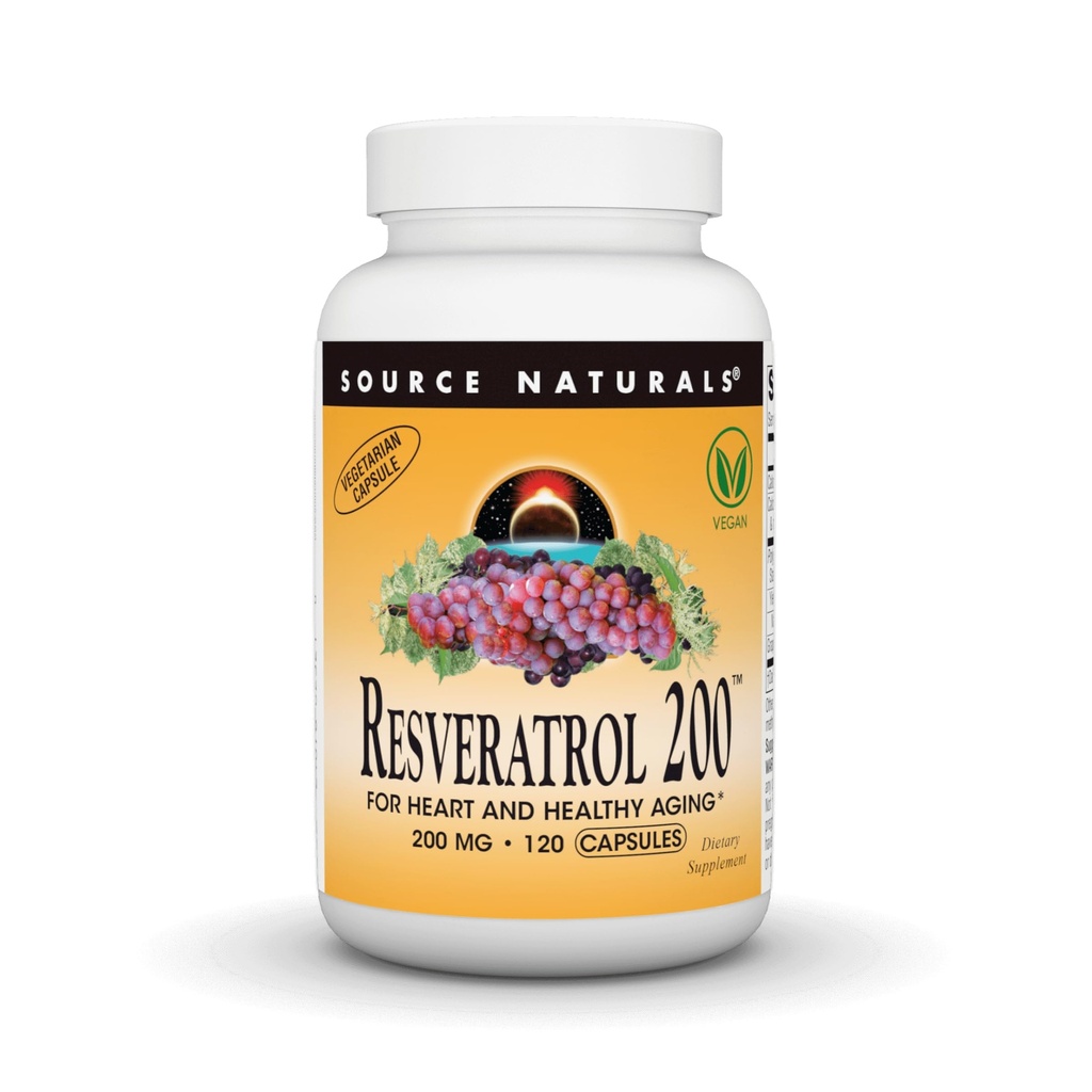 Fonte Naturals Resveratrolo 200 mg per cuore e invecchiamento sano - 120 capsule vegetariane
