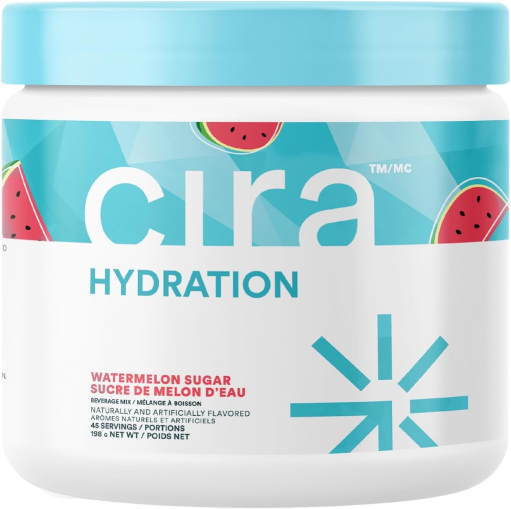 Cira Hydration Powder (45 Servings) - Miscela di bevanda elettrolita con sale himalayano per il sollievo e il recupero disidratazione - Zucchero di anguria