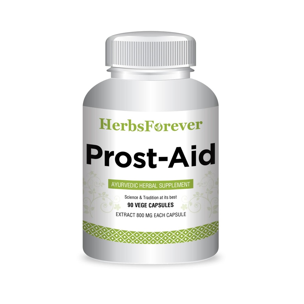 Herbsforever Prostaid Ayurvedic Herbal Supplemento per il benessere degli uomini | 90 capsule vegetali, 800mg ciascuno, supporto naturale per la salute generale e vitalità