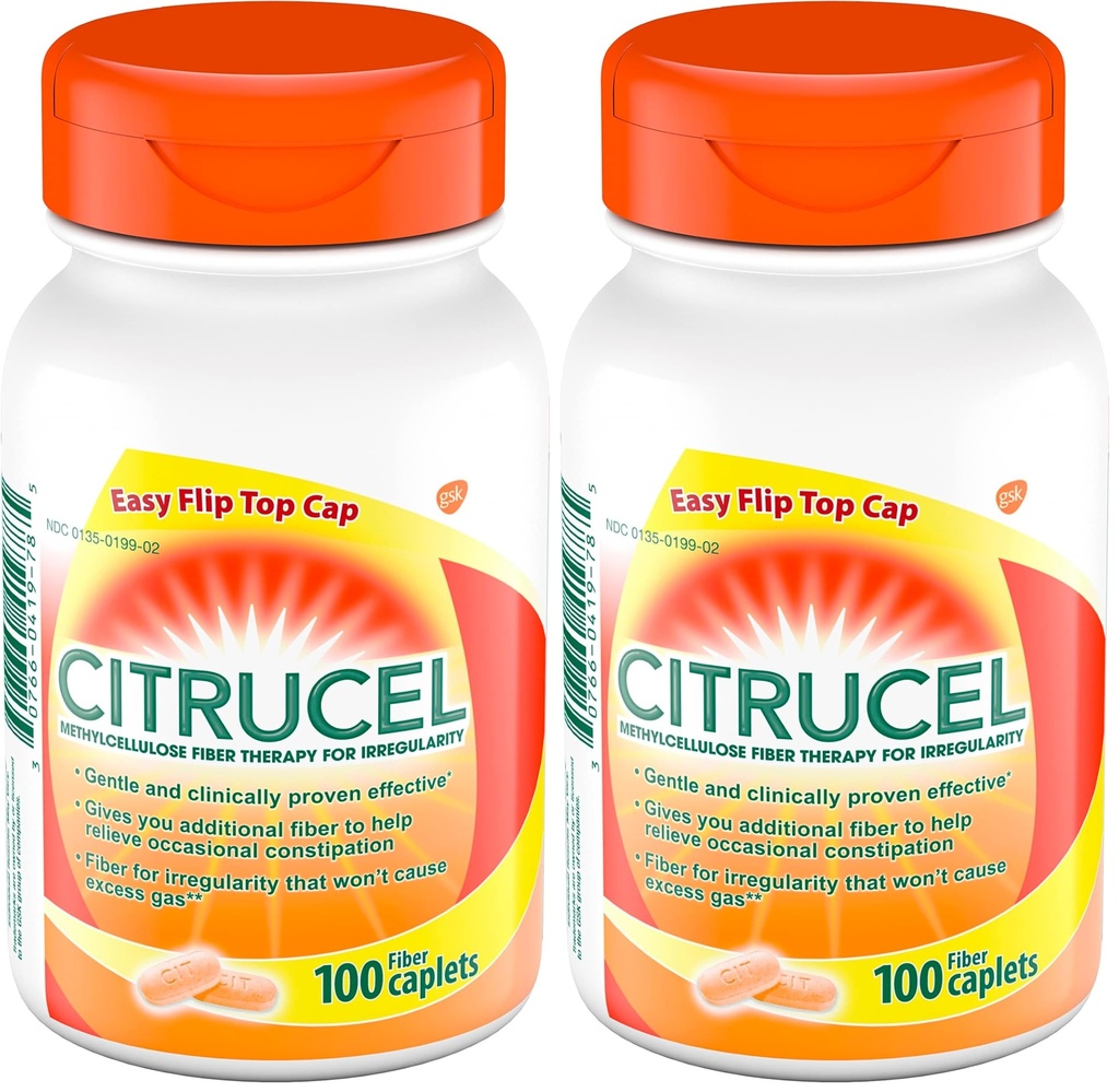 CITRUCEL Caplets Fibra Terapia per Rilievo di Costipazione Occasionale, 100 Conte (Pacchetto di 2)
