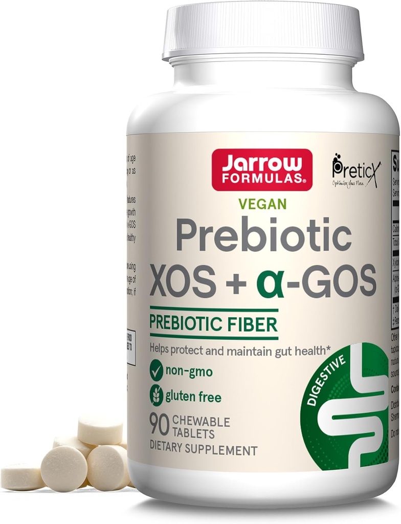 Jarrow Formulas Prebiotic XOS + GOS Prebiotic Fiber, Supplemento per Gut Support, 90 Chewable Gut Health Tablets, 30 giorni di alimentazione