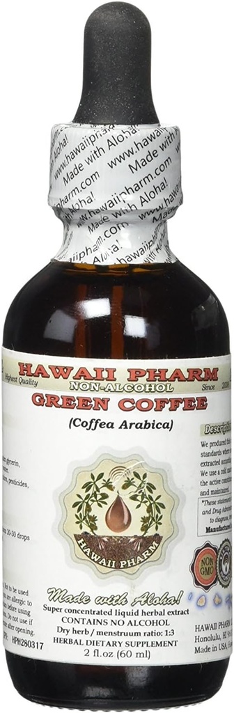 Estratto di liquido senza alcool di caffè verde, caffè verde (Coffea Arabica) Dried Bean Glycerite Hawaii Pharm Natural Herbal Supplement 2 oz